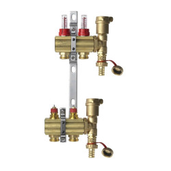 Adjustable underfloor heating collectors DANFOSS 2 rings with flow meters