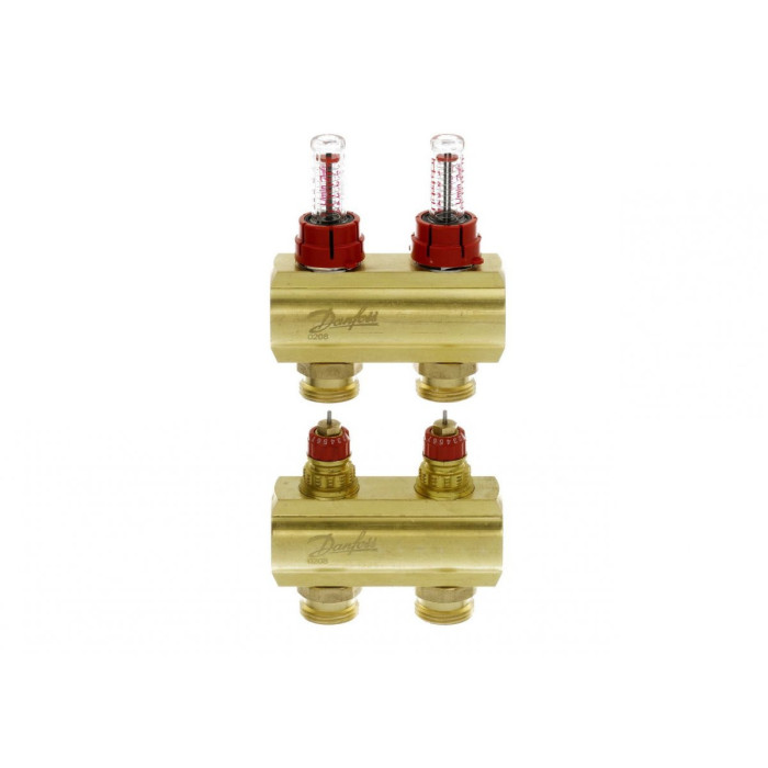 Adjustable underfloor heating collectors DANFOSS 2 rings with flow meters