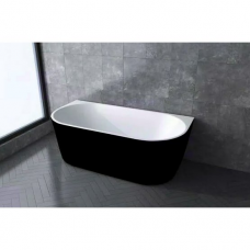 Akrilinė vonia MEPA Free back slim Matt-black, 170 x 80 cm, (Persipylimo ir sifono dangtelio spalva pasirinktinai)