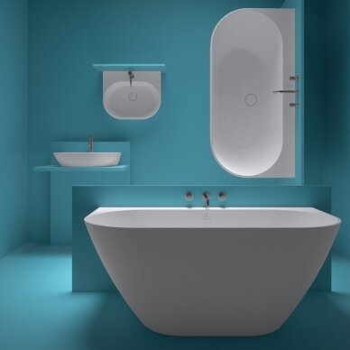 Akmens masės vonia vonia FJORDD Ramsa, balta blizgi 1