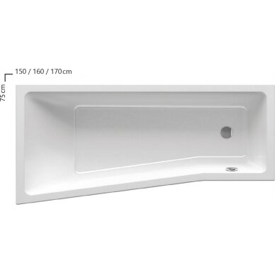 Akrilinė asimetrinė vonia RAVAK BeHappy II 1500 x 750, kairinė (Iš ekspozicijos) 4