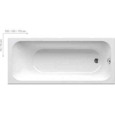 Akrilinė stačiakampė vonia RAVAK Chrome 1700 x 750 mm (Iš ekspozicijos) 1