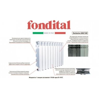 Aliuminis radiatorius FONDITAL Exclusifo 500/100 - 22 sekcijų 3