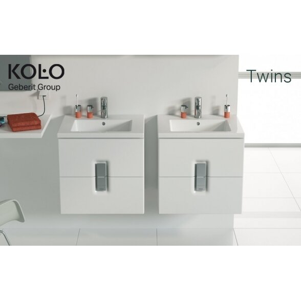 Apatinė spintelė su praustuvu (2 stalčiai) KOLO Twins 60 cm, blizgiai balta 2