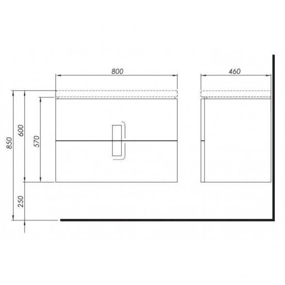 Apatinė spintelė su praustuvu (2 stalčiai) KOLO Twins 80 cm, blizgiai balta 4