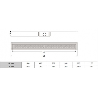Dušo latako komplektas ACO ShowerDrain C horizontaliu flanšu, su įklijuojama plytele Tile 3 in 1, (Įvairių ilgių pasirinkimas) 8