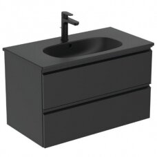 Pakabinama vonios spintelė su praustuvu IDEAL STANDARD Tesi 80 cm, juoda-matinė