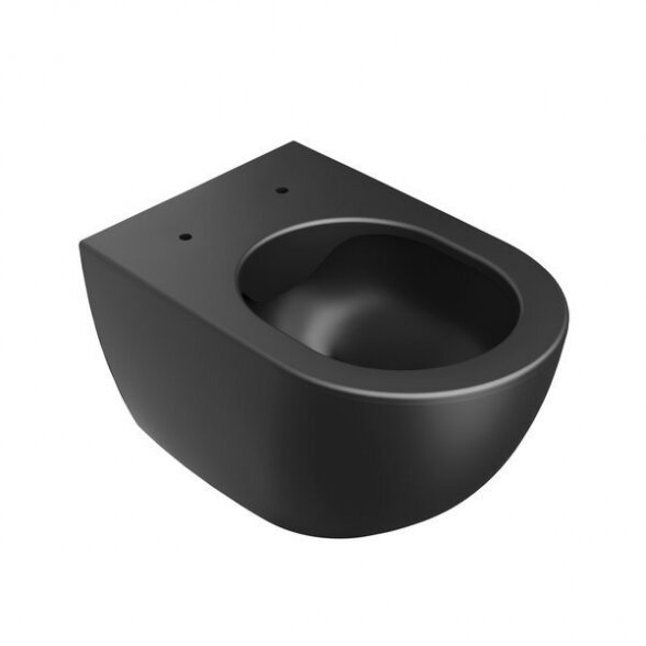 Pakabinamas WC puodas su plonu slow close dangčiu RAVAK Uni Chrome RimOff, juodas-matinis 1