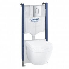 Potinkinio rėmo ir pakabinamo WC komplektas GROHE Euro Ceramic Solido 5 in 1, 39700000