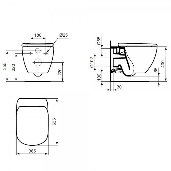 Potinkinis WC komplektas IDEAL STANDARD (6 in 1), baltas mygtukas 15