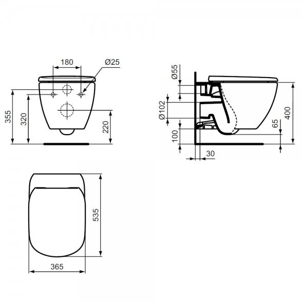 Potinkinis WC komplektas IDEAL STANDARD (6 in 1), baltas mygtukas 7