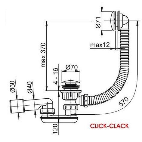 Sifonas voniai RAVAK Click Clack, automatinis X01377 1
