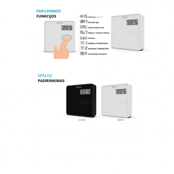 Virštinkinis neprogramuojamas patalpos termostatas TECH EU-294V1, baltas 3